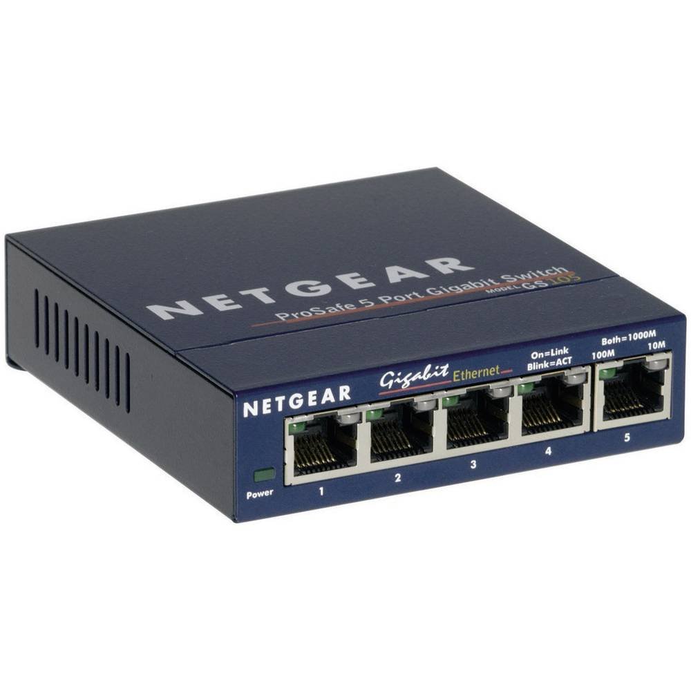 NETGEAR Switch Ethernet 5 porte Unmanaged (GS105GE), Switch Ethernet con opzioni di Montaggio Desktop o a parete e assistenza limitata a vita
