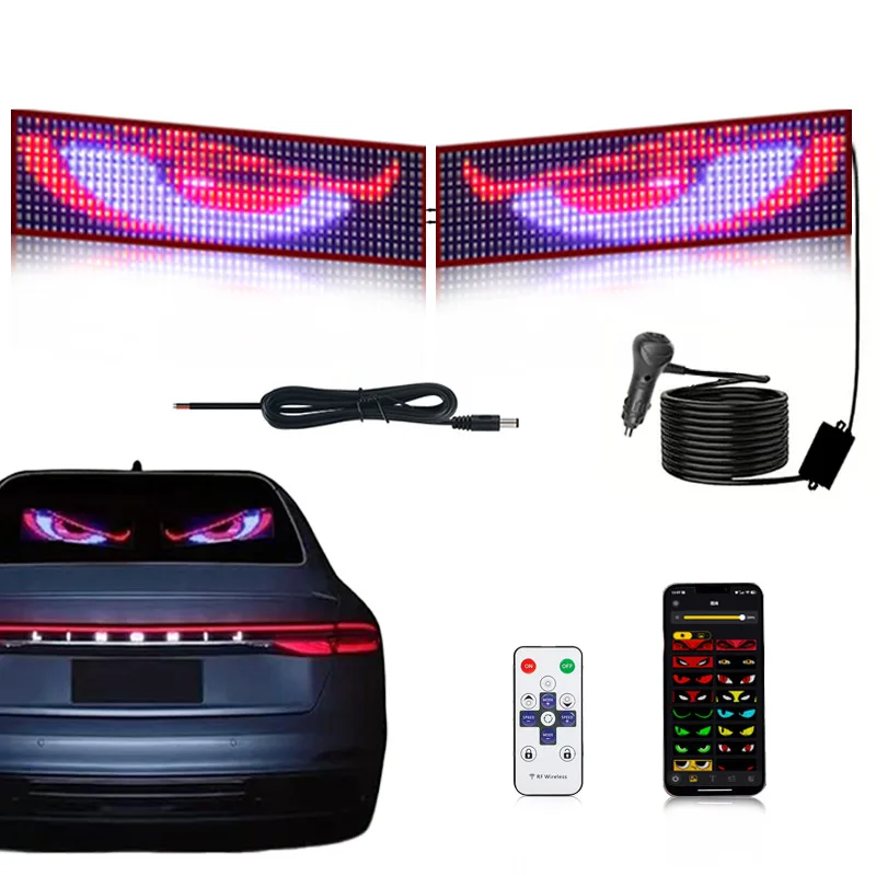 Display LED 16.6x150cm per camion e auto, con effetto occhio di diavolo, schermo grande, animazioni e motivi luminosi per parabrezza, pannello LED a pixel.