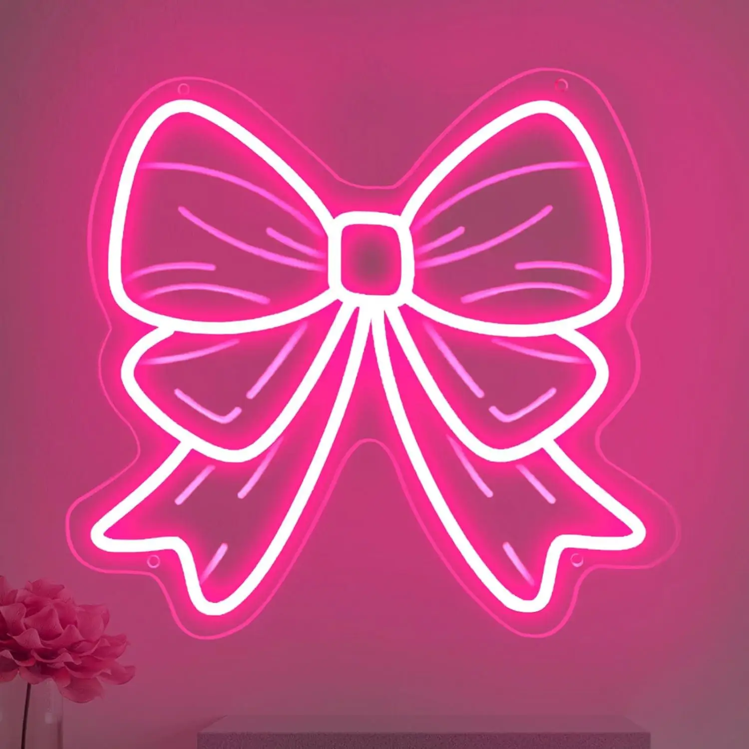 Insegne al Neon a Forma di Fiocco, Luci LED Neon USB Dimmerabili per Camerette, Saloni di Bellezza, Decorazione per Stanze dei Bambini, Regalo di Compleanno, Elegante Arte Murale