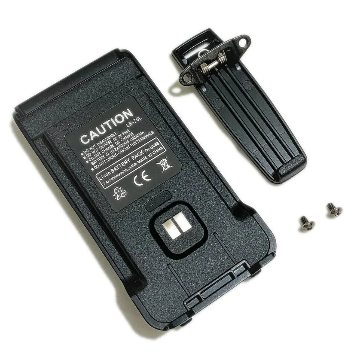 Batteria agli ioni di litio TYT LB-75L 7.4V 1400mAh e viti per clip da cintura per walkie-talkie portatili UV88 UV98 Retevis RT85 BL85 - Accessorio
