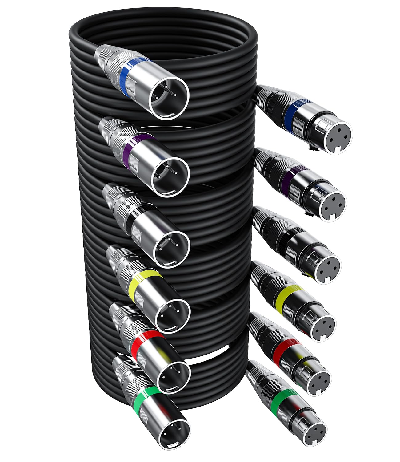 Xespis 6 Pezzi Cavo XLR Bilanciato,5M Cavi DMX Per Luci, Cavo DMX Metri | Cavo DMX Metri, Cavo Per Illuminazione Scenica Cavo Da Spina XLR a 3 Pin a Presa Per Microfoni e Illumina…