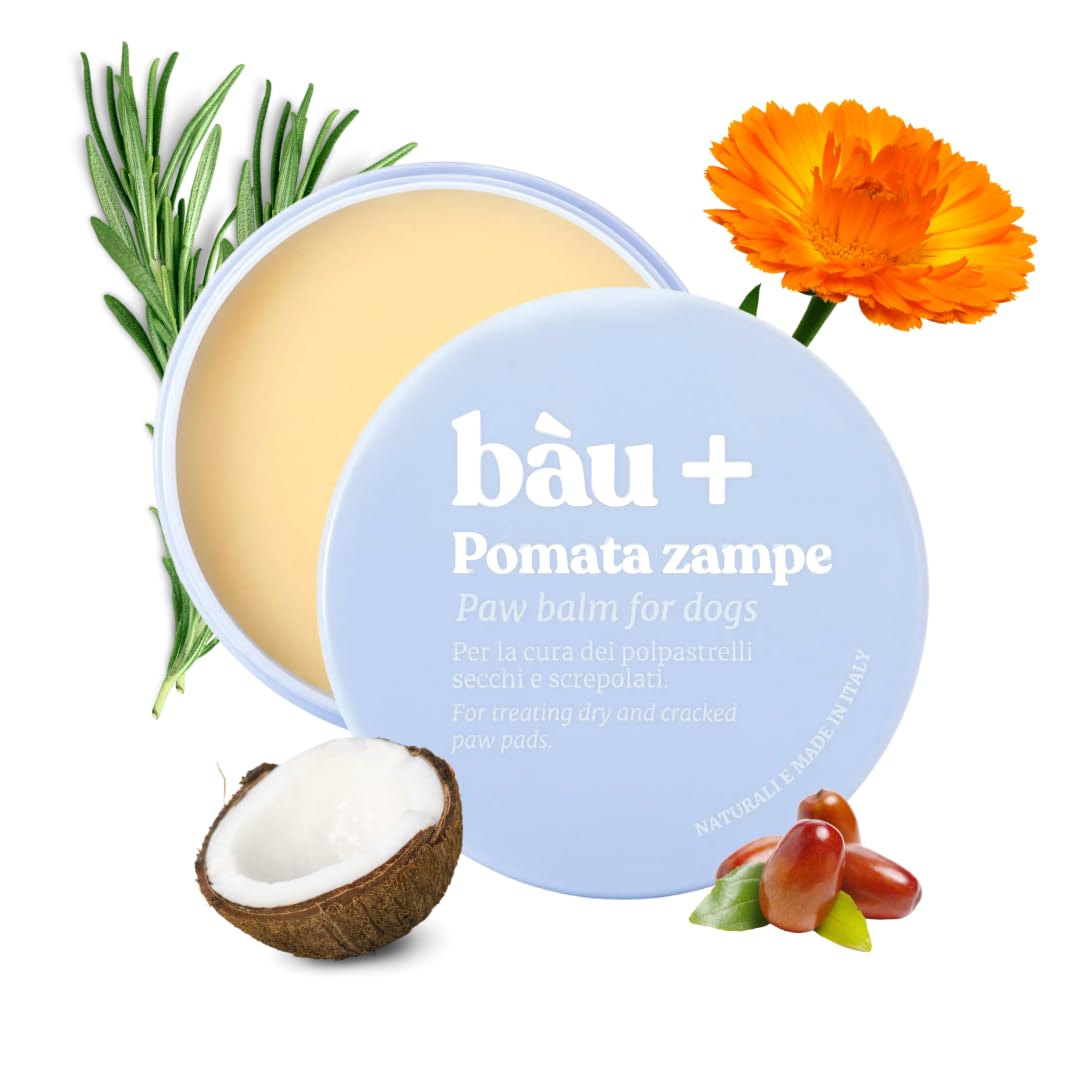 Bau Crema Polpastrelli Cane Nutriente e Protettiva, Crema Zampe Cani Naturale Senza Parabeni e Siliconi, Balsamo Zampe Cane Naturale Protettiva Antinfiammatoria con Karitè e Calen…
