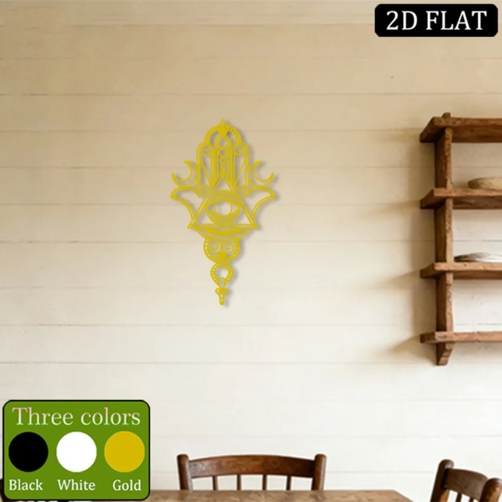 CIFBUY Arte da Parete in Metallo, Decorazione Protettiva Occhio di Allah Hamsa, Scultura da Parete in Ferro 2D per la Casa, Arte Spirituale per la Camera da Letto