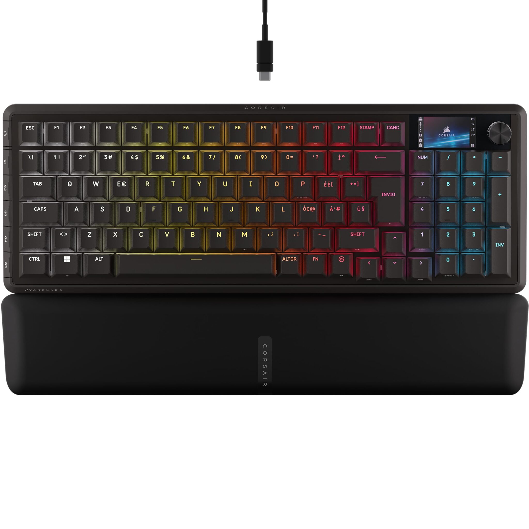 Corsair VANGUARD PRO 96 Tastiera da gaming con effetto Hall – Nero | Formato 96%, Schermo LCD, Integrazione con Elgato Stream Deck, Polling a 8000 Hz, MGX Hyperdrive