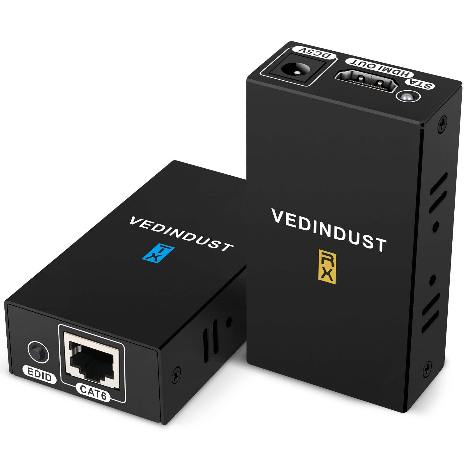 VEDINDUST HDMI Extender 60M fino a 196 piedi Trasmettitore Ricevitore a RJ45 Cat5e Cat6 Cat7 Ethernet cavo Supporto Locale EDID Copia 1080p 3D per Playstation