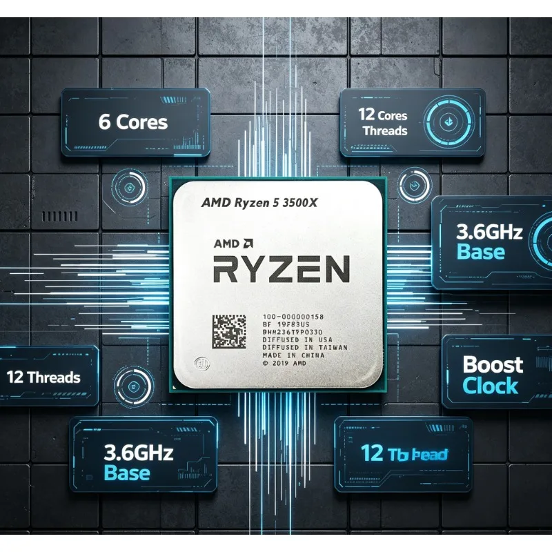 Processore desktop economico Ryzen 5 3500X Socket AM4 a sei core per assemblaggio case Small ITX