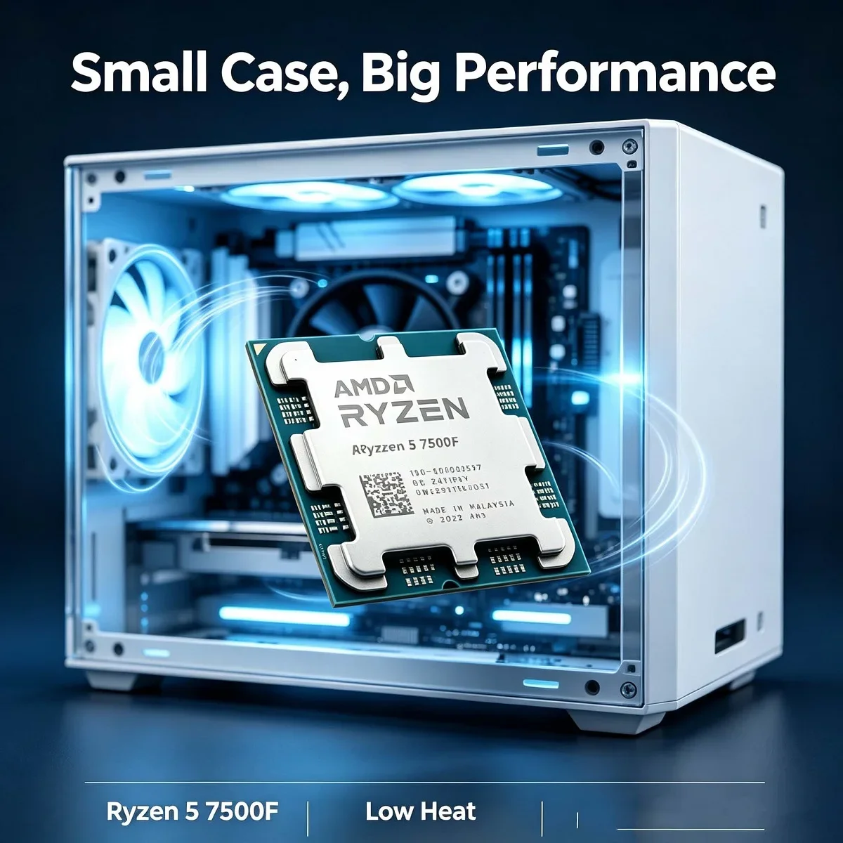AMD R5 7500F Nuovo Processore 6-Core 12-Thread 3.7GHz Socket AM5 5nm 32MB Cache L3 DDR5 per Desktop Gaming