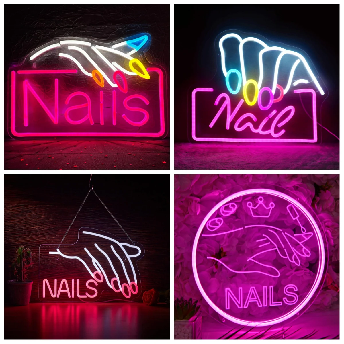 Insegna al Neon per Unghie, Luci LED Dimmerabili USB per Salone di Manicure, Negozio di Unghie, Vetrina, Decorazione Murale, Insegna Luminosa