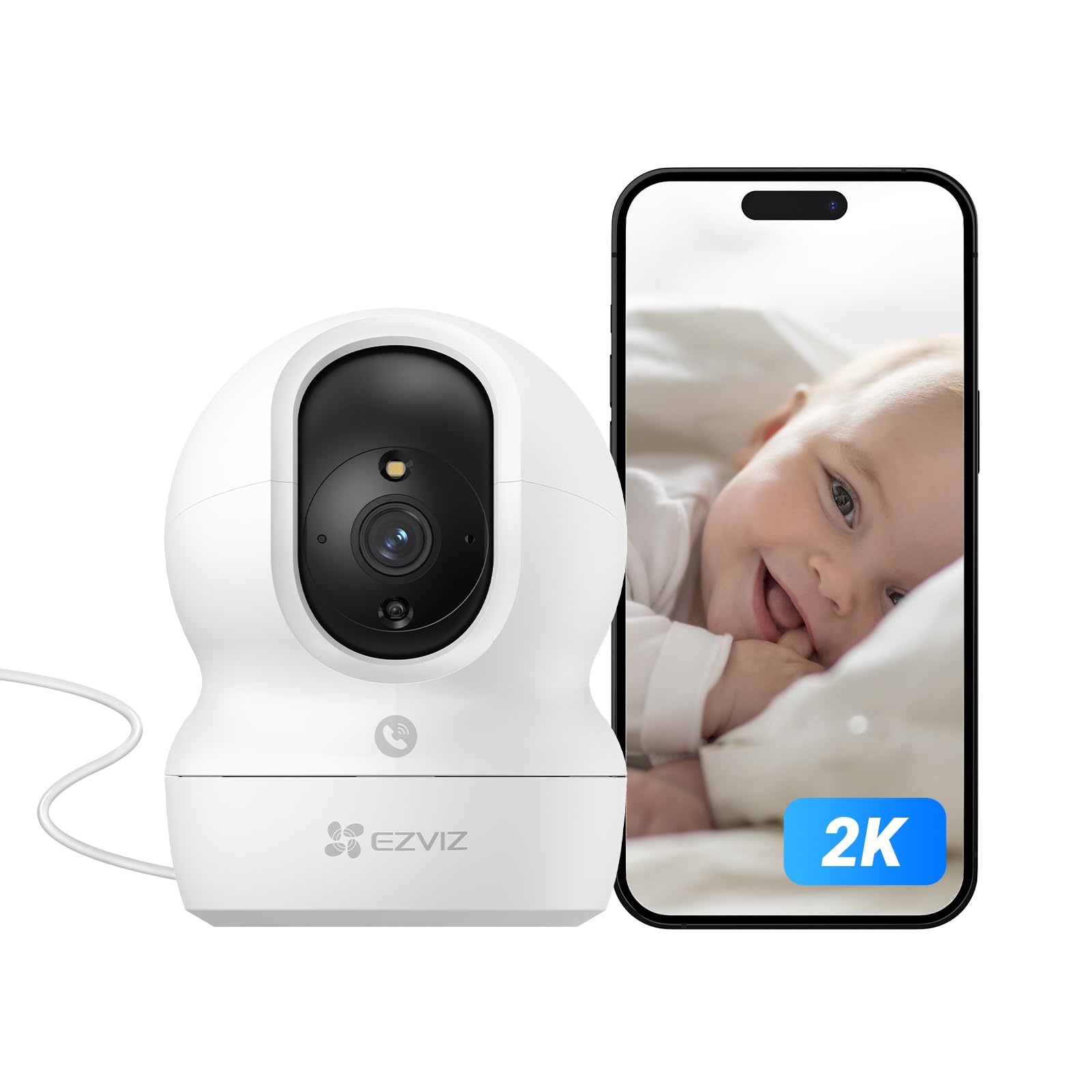 EZVIZ Telecamera Wi-Fi Interno 2K, Videocamera Sorveglianza 3MP per animali e bambini, Motorizzata a 360°, Audio a due vie, Funziona Alexa, Avvisi movimento, Visione notturna, Mod…