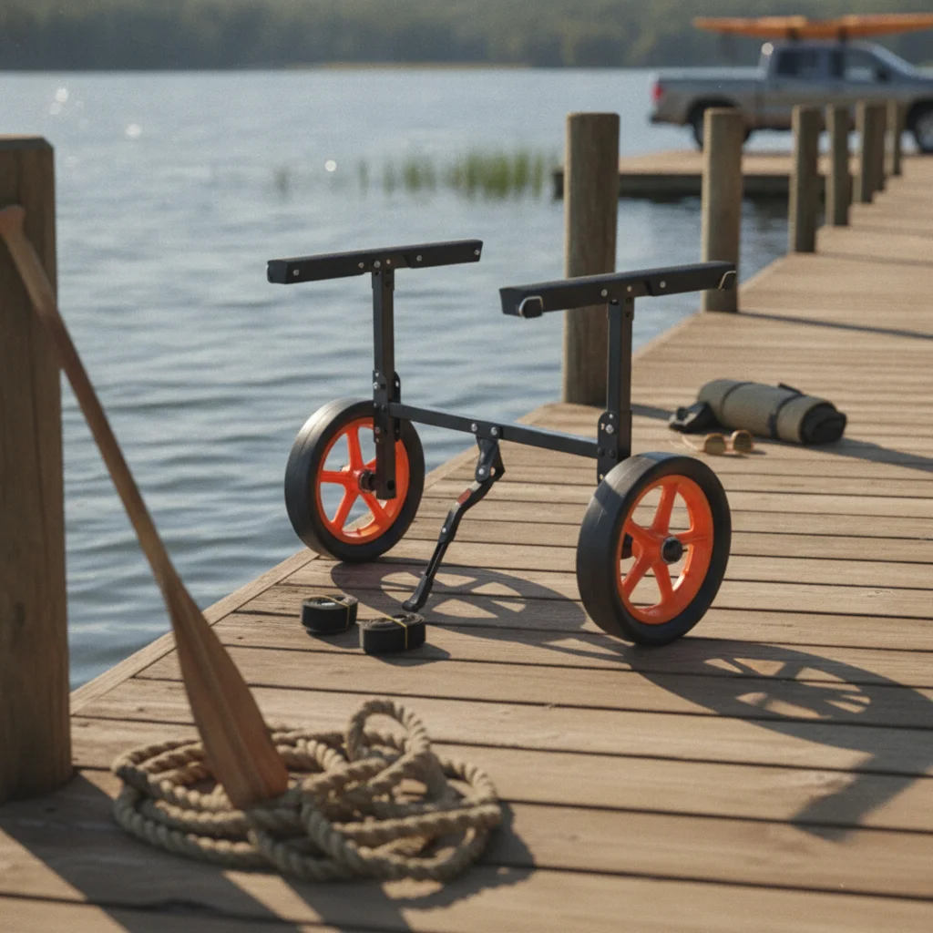 Carrello per Kayak in Metallo Nero e Arancione, Trolley Portatile per Imbarcazioni, per Uso Esterno