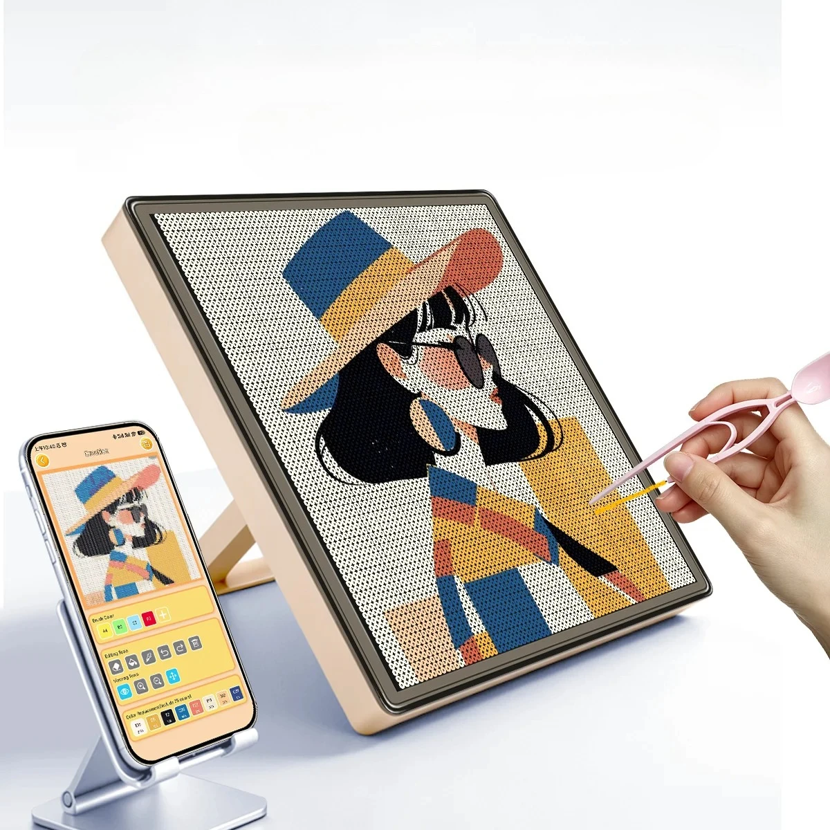 Kit di Perline Fusibili DIY con Pannello LED Intelligente, Controllo APP, Grande Pannello Trasparente per Applicazione a Caldo, Regalo