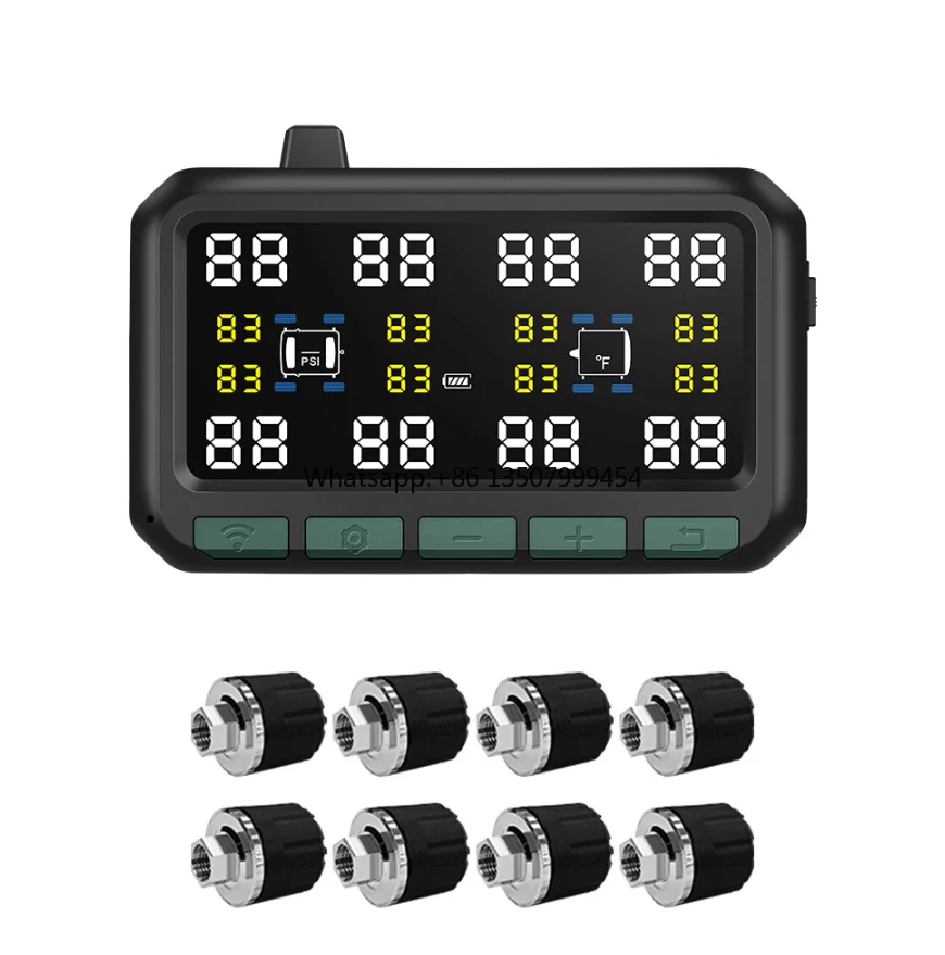 Sistema di Monitoraggio della Pressione degli Pneumatici Wireless Intelligente Esclusivo per il Commercio Transfrontaliero, Adatto per Camion e Autobus a 8 Ruote
