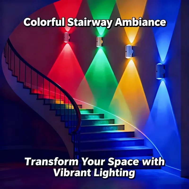 Faretto RGB Intelligente con Sensore di Movimento, Luce LED da Parete Ricaricabile Magnetica, 16 Colori Dimmerabili con Telecomando per Scale, Camera da Letto, Corridoio