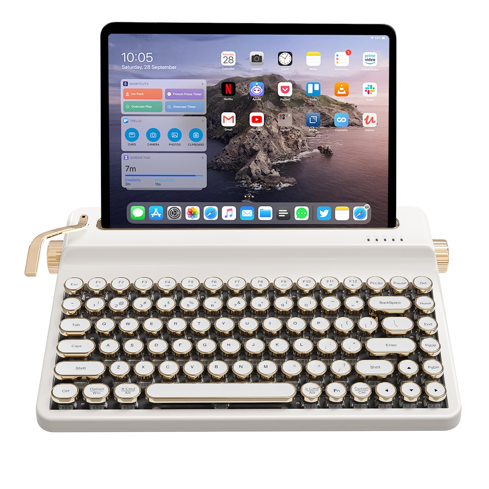 YUNZII QL75 Tastiera Meccanica Wireless Typewriter (Bianco, onyx tactile) | 75% Layout, QMK/VIA Programmabile, Hot-Swap, con Supporto Integrato, Retroilluminazione RGB, 2.4GHz/Typ…
