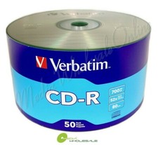 50 dischi multimediali VERBATIM vuoti 52X CD-R CDR logo marca 700 MB