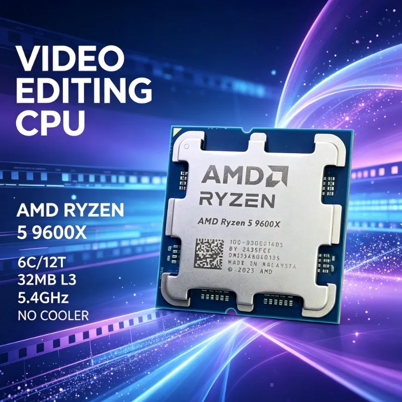 Processore desktop AMD Ryzen 5 9600X per scheda madre AM5, 6 core, 12 thread, 5.4GHz, 32MB L3, 4nm, 65W, senza ventola