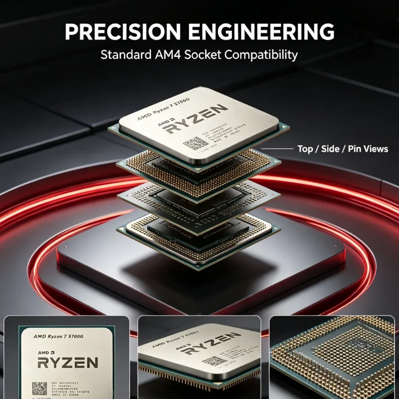 Processore Desktop AMD Serie 5000G Tipo G APU AMD R7 5700G 8C16T 16MB Cache L3 Socket AM4