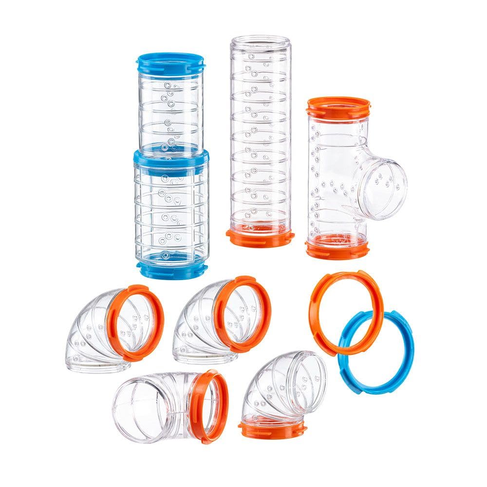 Ferplast Set Tubi Criceto, Tunnel Criceto Curve e Raccordi Inclusi, Giochi per Criceti, Totale 9 pezzi,