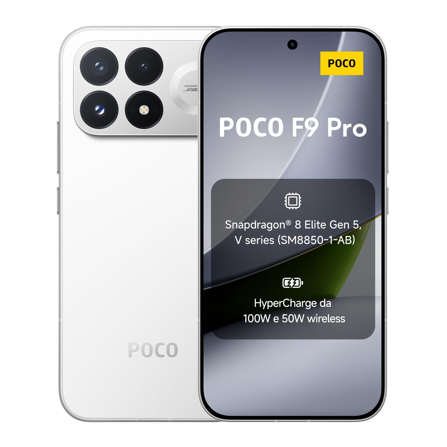 POCO F9 Pro, Smartphone 12+512GB, Bianco, Batteria 6330mAh, HyperCharge100W | Snapdragon® 8 Elite Gen 5 V Series, VisionBoost D8, Display AMOLED Ultra-luminoso da 6,59" a 185Hz, F…