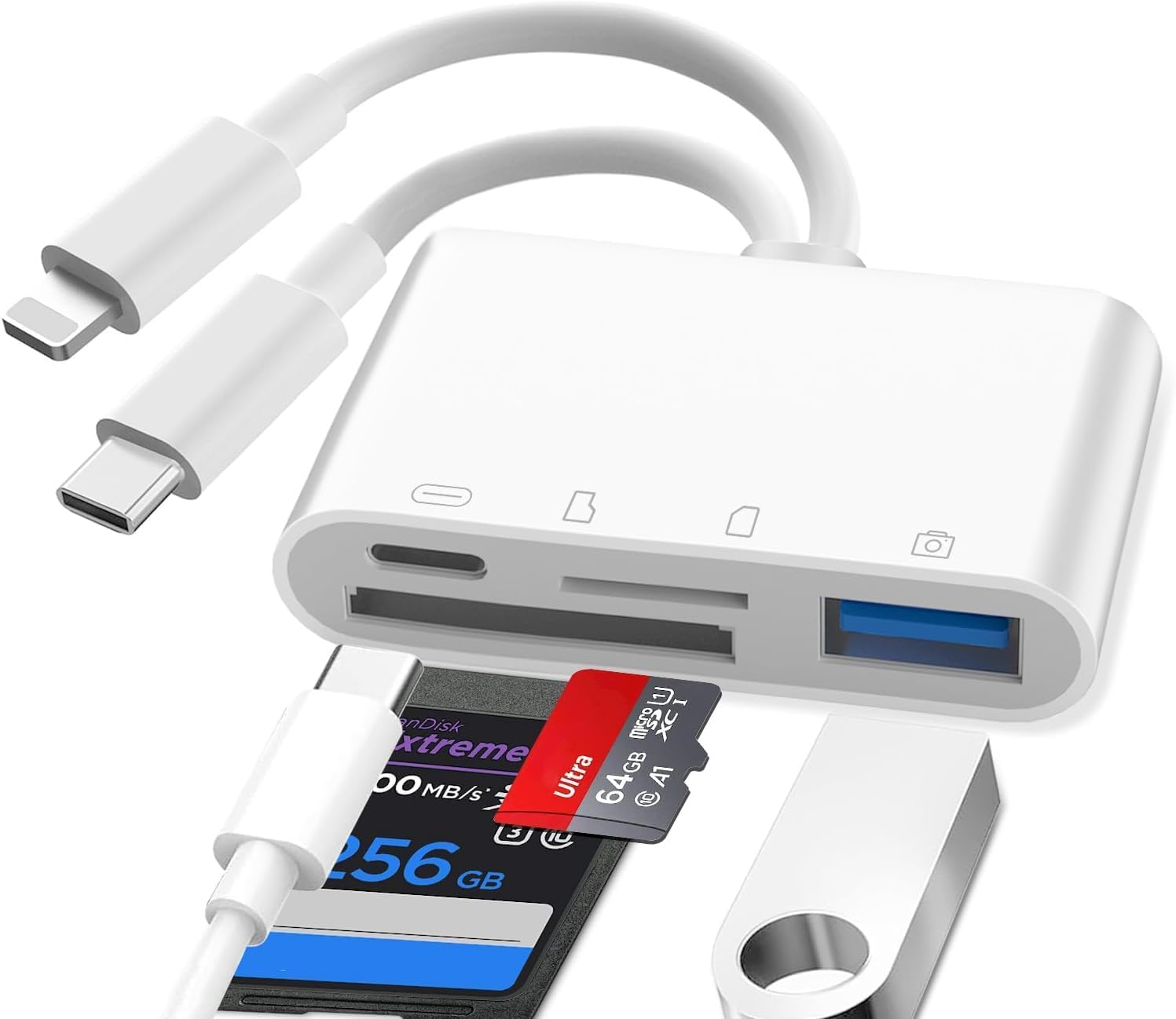 Lightning SD Card Reader, lettore di schede SD iPhone, S-D lettore di schede Lightning, adattatore S-D scheda iPhone per i-Phone 15/14/Pro Max/Pro/Plus/Pad Pro/MacBook Pro/Air