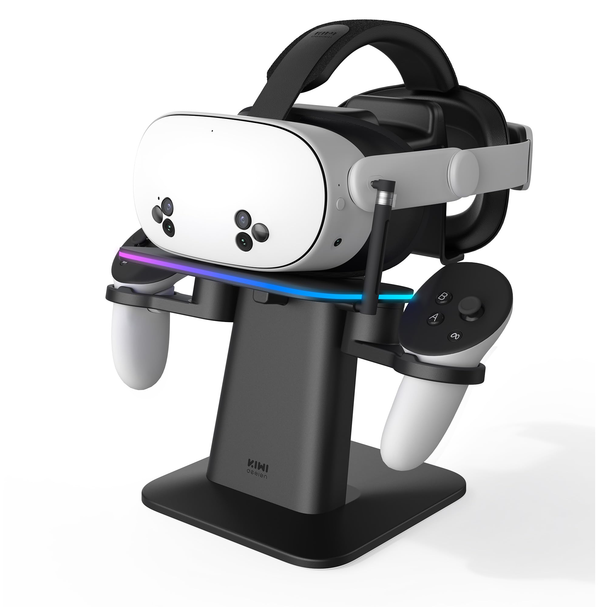 KIWI design Dock di Ricarica per Quest 3S/3/2/Pro, Certificato Meta | Per Quest 3S/3/2/Pro, ricarica magnetica facile, RGB ambientale, design verticale salvaspazio, antigraffio, c…