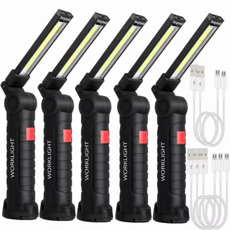Torcia portatile a LED COB Lampada da lavoro ricaricabile USB Lanterna magnetica Lampada a sospensione con batteria incorporata Torcia da campeggio