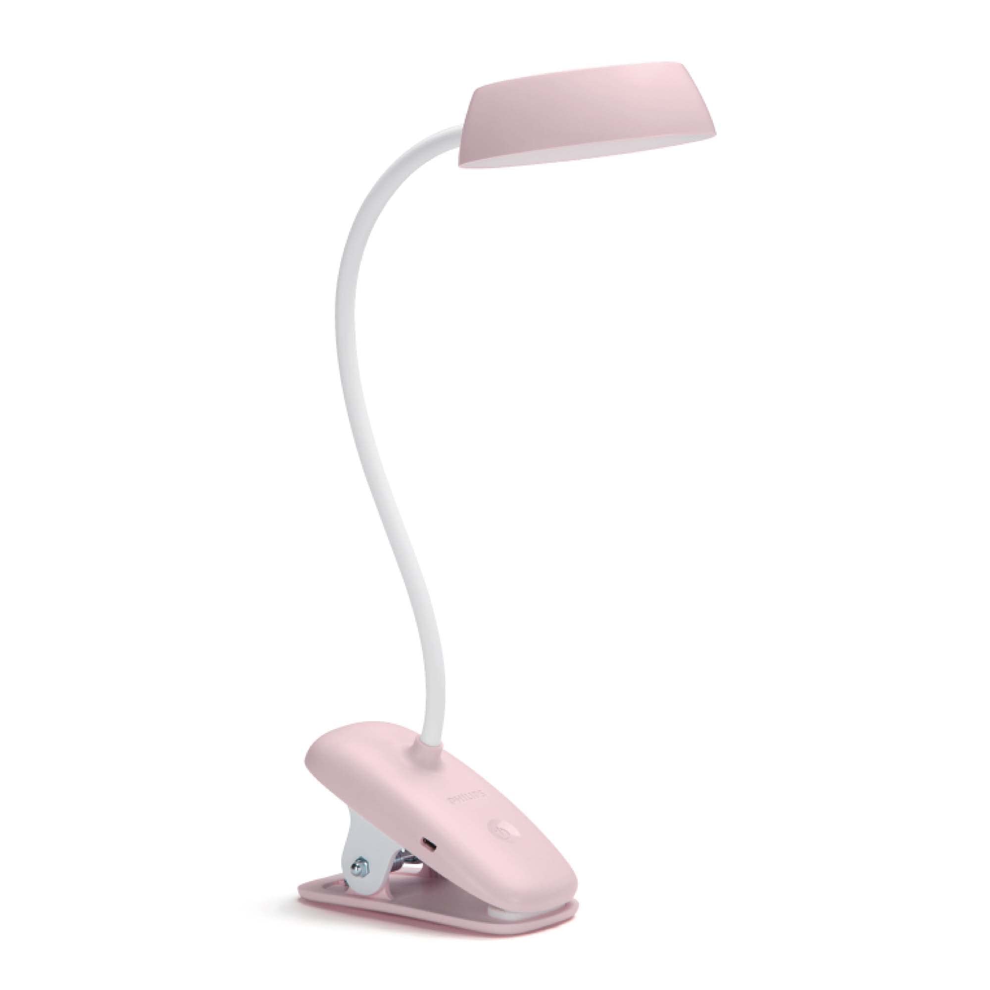 Philips LED, Lampada da Tavolo Donutclip, Ricaricabile, Dimmerabile a Fasi, 3W, 175lm, Rosa