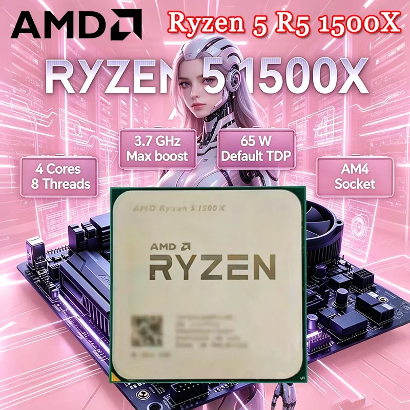 Processore Desktop AMD Ryzen 5 1500X, CPU 4-Core 8-Thread 3.7 GHz Sbloccato, Socket AM4, CPU per Gaming Senza Confezione