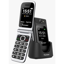 Funker C250 Comfort Power 4G - Telefono cellulare con coperchio per anziani, bas