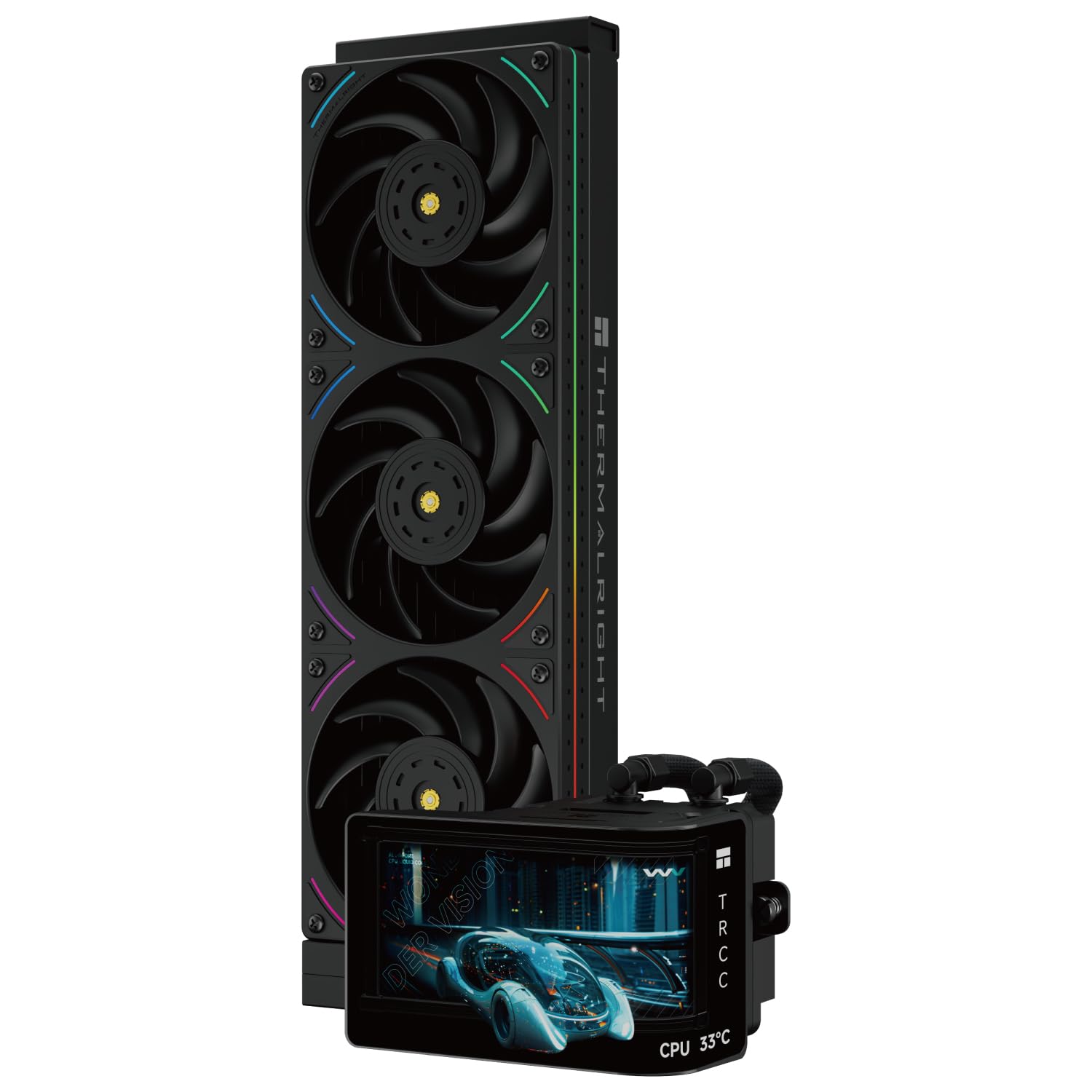 TR - Wonder Vision 360 UB ARGB Nero AIO CPU Liquid Cooler, per AM5 / Intel LGA1851 / 1700, schermo curvo 3D da 6,67 pollici con risoluzioni 2400 x 1080, schermo del pannello magne…