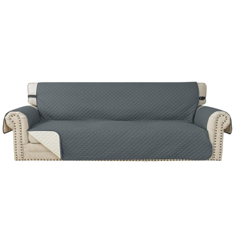 YSTELLAA Copridivano 4 Posti Con Braccioli, Grigio | Copridivano Antigraffio Gatto Cani, Trapuntato Fabric, Antiscivolo, Antimacchia, Universale, Facile Lavare