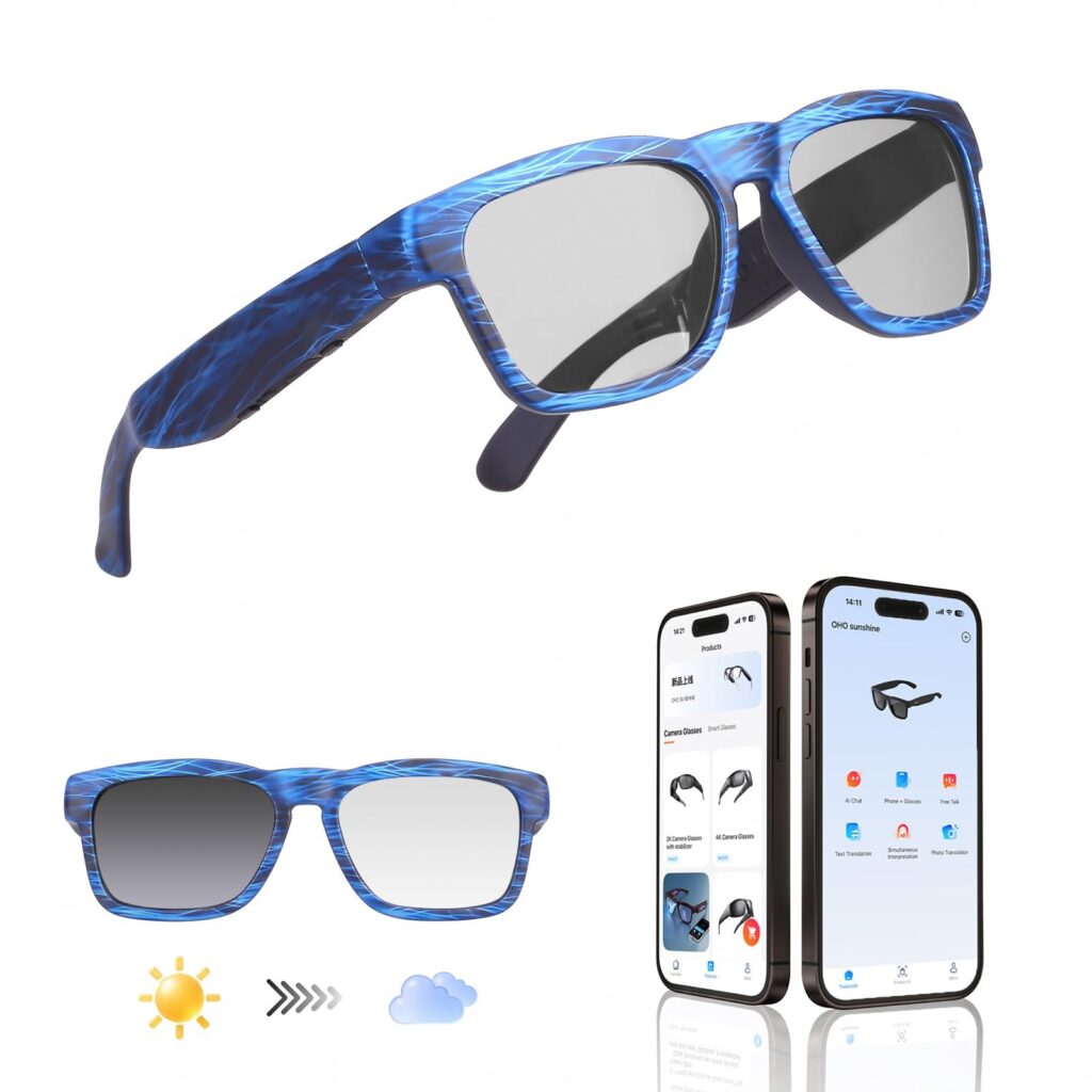 OHO AI Smart Glasses, ChatGPT AI, Open‑Ear Bluetooth Sunglasses, 165‑Language Translation, Hands‑Free Calls & Music