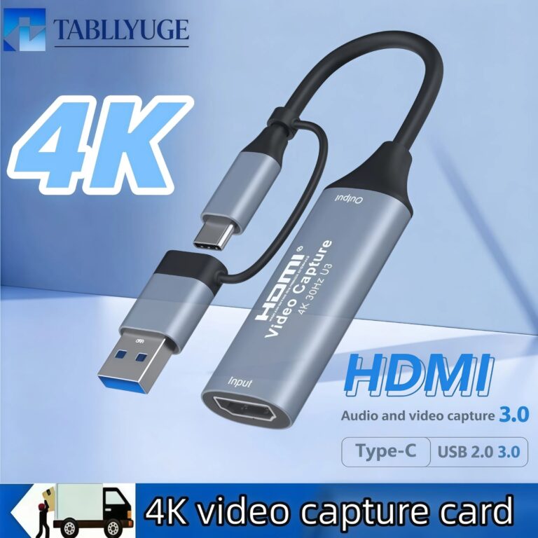 Scheda di acquisizione video HDMI a USB/USB-C, scheda di acquisizione per streaming 1080P 60fps per la registrazione di giochi, compatibile con Windows, Quest 3, Switch, OBS, PS.