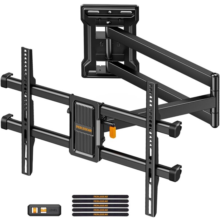 Perlegear Supporto TV Parete 32-65 Pollici fino a 60 kg, VESA 400x400 | Supporto TV per schermi LCD/LED/OLED, braccio estensione di 700 mm, regolazione inclinazione senza attrezzi…