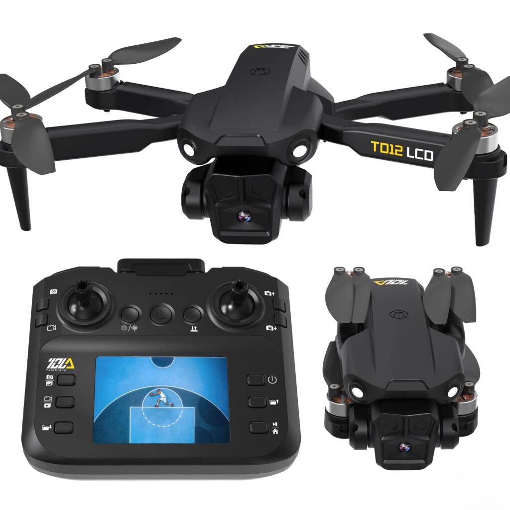 Toladrone Drone con Fotocamera, Droni per Adulti Principianti, Telecomando con Schermo LCD, Trasmissione in Tempo Reale, Modalità Headless, Motore Brushless, Quadricottero Pieghev…