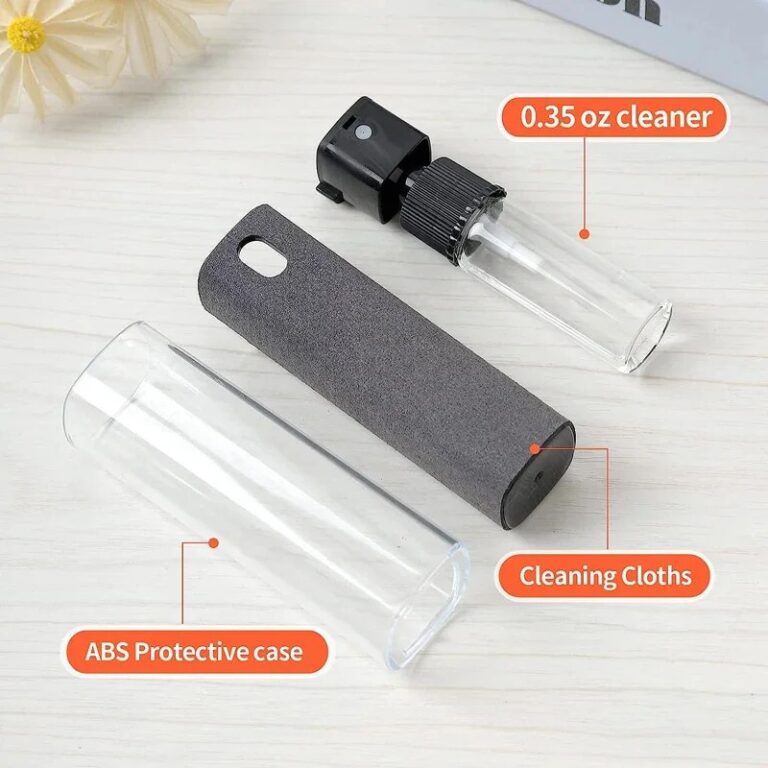 Kit per la pulizia dello schermo in microfibra 2 in 1: flacone spray vuoto e panno per la pulizia, ideale per telefoni, tablet, laptop e computer.