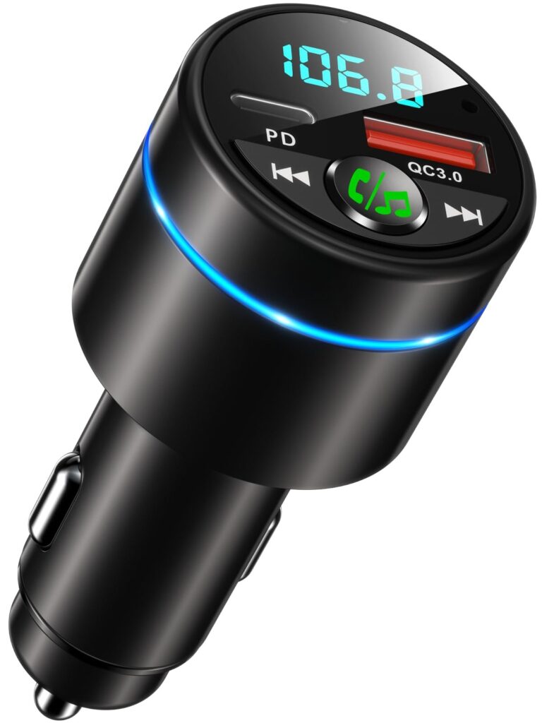 Mohard [Carcassa in Metallo] Bluetooth 5.3 Auto Trasmettitore FM Adattatore | PD 30W & QC3.0 18W Ricarica Rapida, Bluetooth Auto Accendisigari, Amplificatori Multicanale Musica Hi…