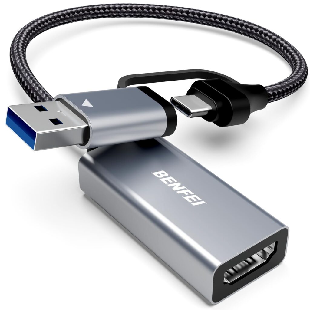 BENFEI scheda acquisizione video, acquisizione da 4K HDMI a USB C 3.0, 1080P HD 60FPS Grabber audio video registrazione per Streaming Video Giochi OBS Compatibile con PC Switch PS…