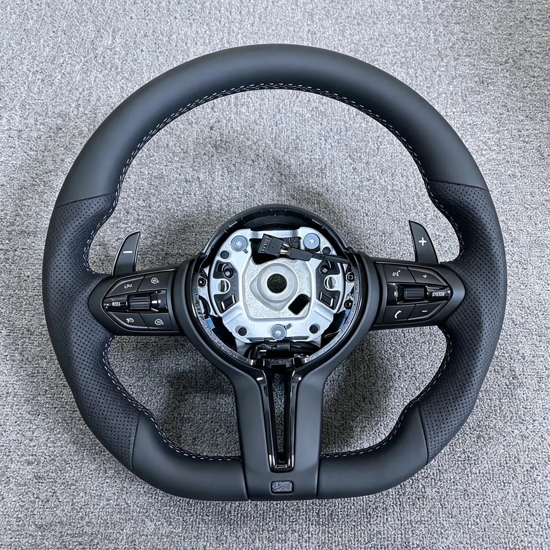 Volante in Pelle Stile M Sport Nero Cromato per BMW E70 E71 E84 E90 E92 E93 E87 E82 F20 F30 F87 M3 M5 F10 F45 F15 F48