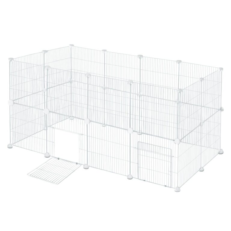 EUGAD Recinto per Piccoli Animali, Recinzione in Metallica Modulare | 24 Pannelli 35x35m, con Porta, Recinto Interno, Box per Conigli, Recinzione per Conigli,Criceti,Animali Picco…