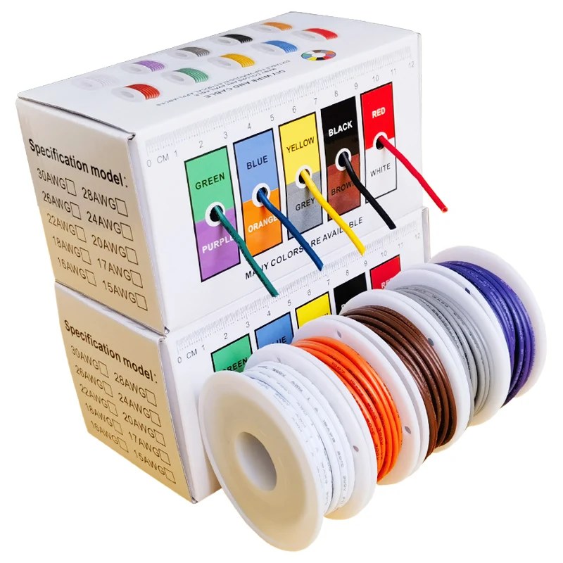 5 colori misti set cavo intrecciato filo di rame stagnato resistente al calore 16/18/20/22/24/26/28/30 AWG per breadboard batteria fai da te