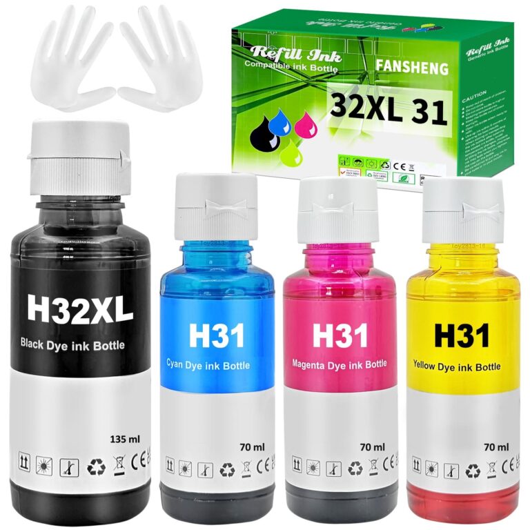 31 32XL Inchiostro Compatibile con HP 31 32 XL per Smart Tank 5105 5108 7305 7605 7005 7006 7008 7306 5106 per Smart Tank plus 570 580 585 670 530 555 655 Stampante (4 Pack, Nero/…