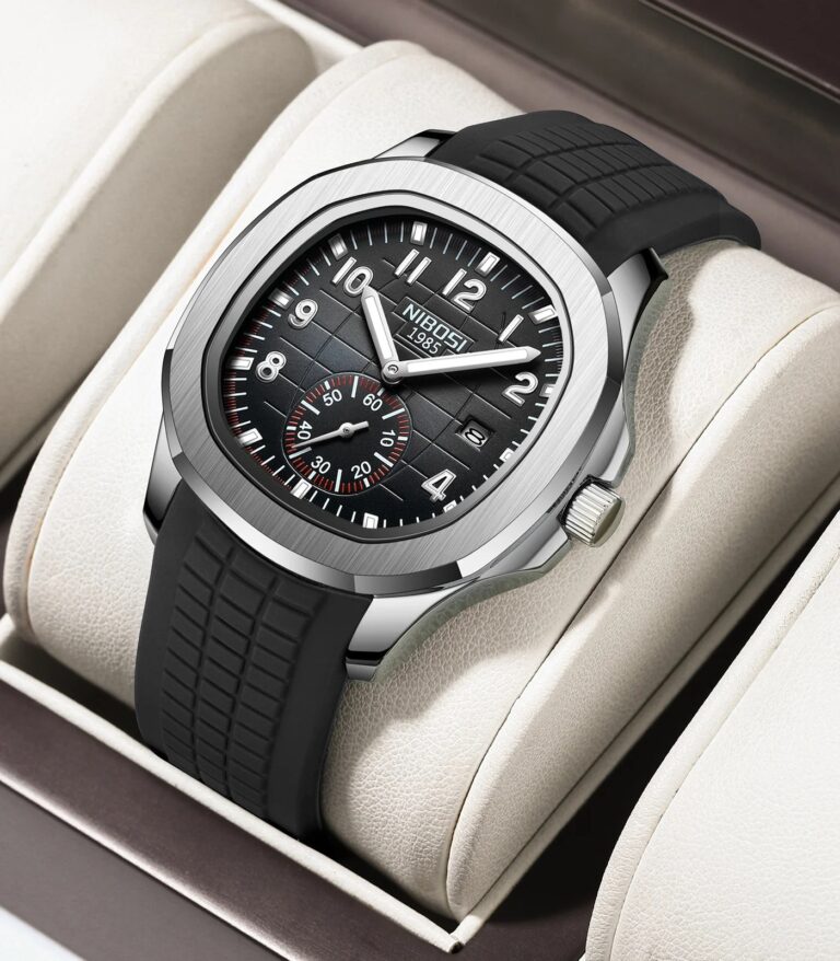 NIBOSI Orologi da uomo Orologio militare analogico con calendario Cinturino in silicone nero Orologi da polso da uomo impermeabili Designer minimalista