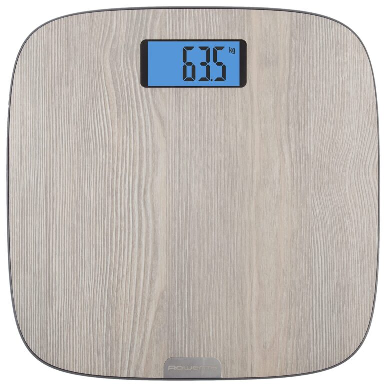 Rowenta BS1600 Origin Bilancia Pesapersone Digitale, 31x31 cm, Max 160kg, Design Ultrasottile Effetto Legno, Graduazione di Precisione Ogni 100g, Accensione Automatica, Ampio Disp…