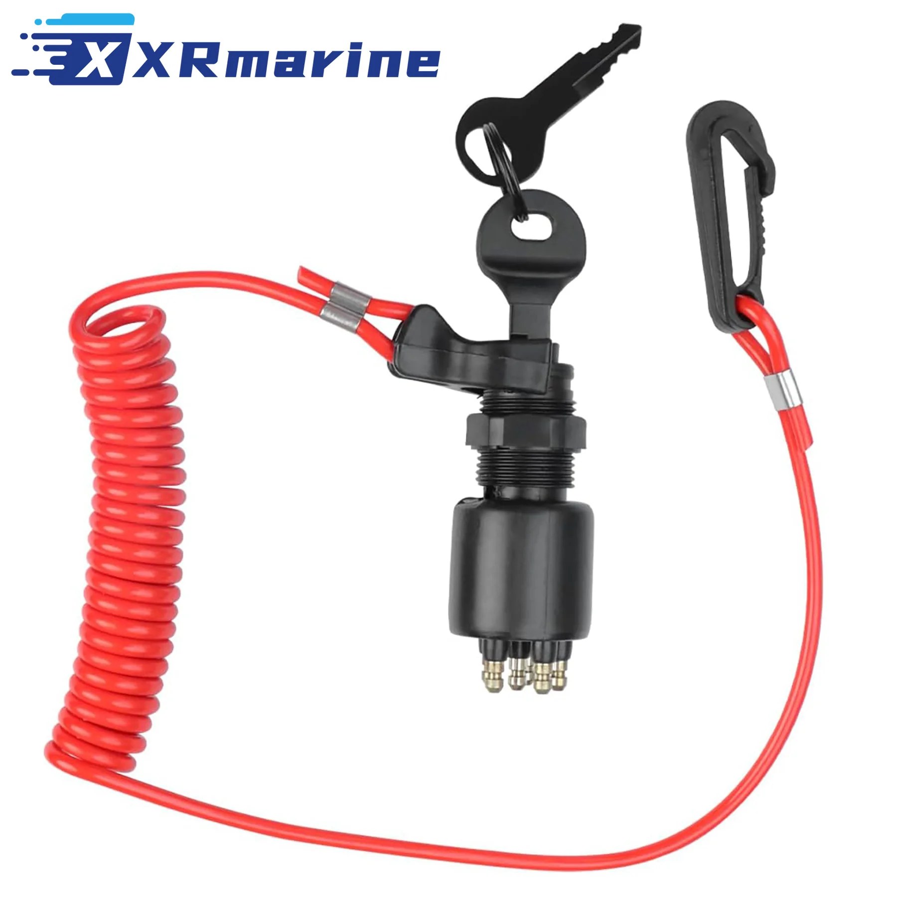 Gruppo Chiave Accensione Motore Marino con Cordino di Sicurezza per Centralina Motore Fuoribordo Evinrude Johnson OMC 40-200 HP 5005801 175974