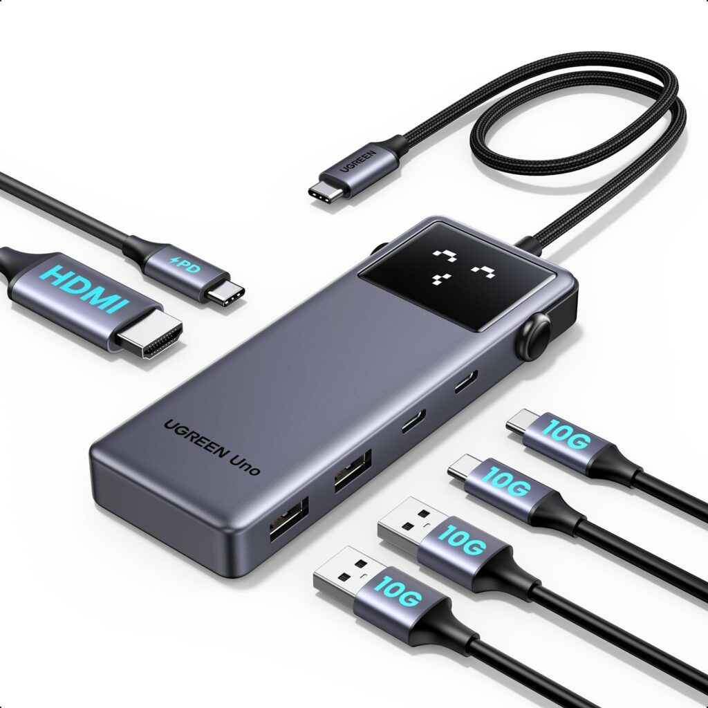 UGREEN Uno 10Gbps Hub USB C 6 in 1 Adattatore USB C Multiporta | HDMI 4K 60Hz, PD 100W Ricarica Rapida, 4 Porte Dati 2A2C 10Gbps, Compatibile con MacBook Neo iPad Pro Air iPhone 1…