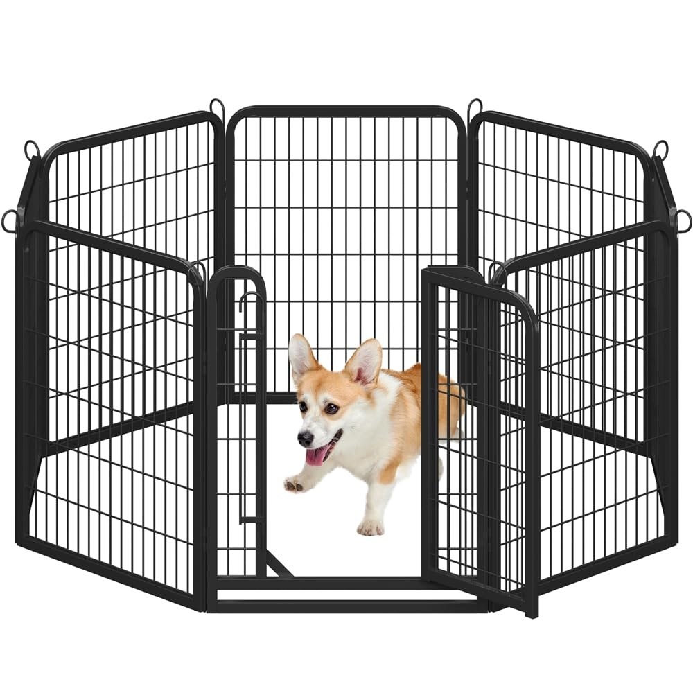 Yaheetech Recinto per Cani Cuccioli Pieghevole e Portatile 8 pz 65 x 80 cm | Recinzione in Ferro, Cuccioli Gatti Conigli Animali Domestici, Interno Esterno Giardino Casa, Salvaspa…