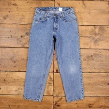 Jeans vintage Levis 550 28 x 25 anni 90 stonewash blu dritto donna linguetta arancione