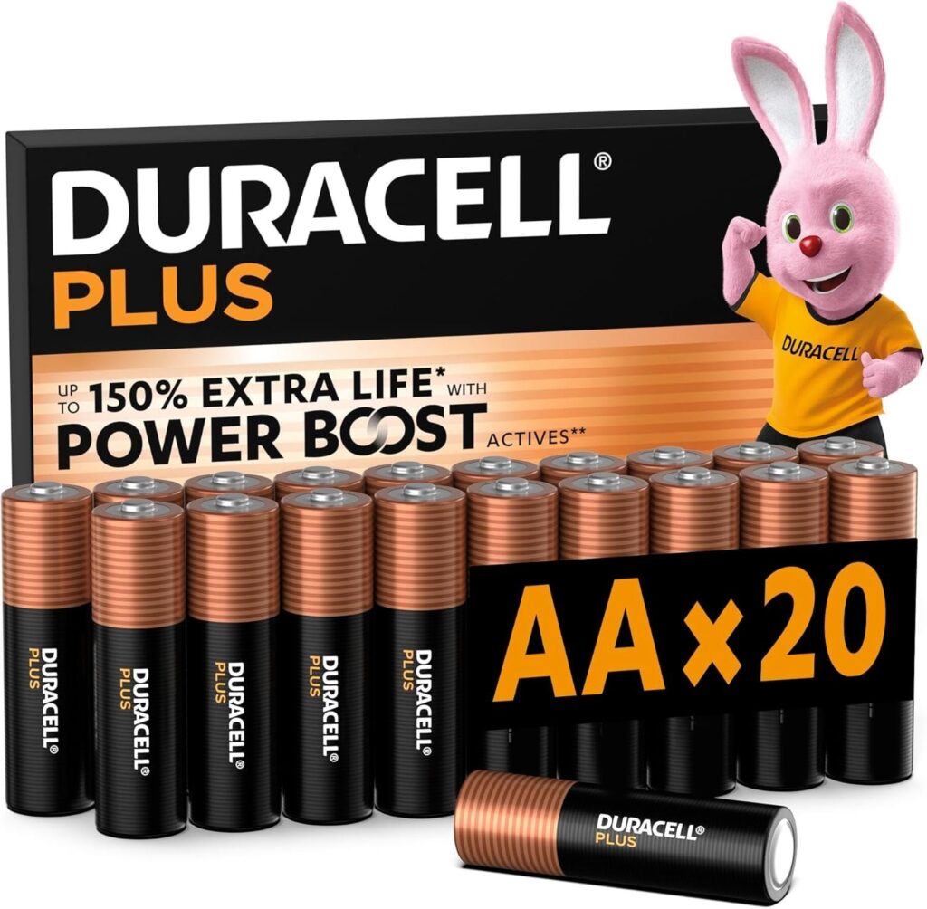 DURACELL AA Batterie Alcaline Plus (Confezione da 20) 1.5V, LR06 | Fino al 150% di durata extra con Power Boost Actives - Affidabilità per i dispositivi di utilizzo quotidiano
