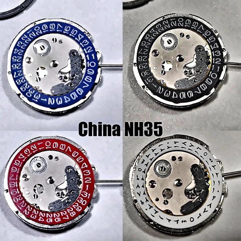 Movimento per orologio cinese NH35, movimento per orologio con calendario nero/bianco alle 3, ricambio per movimento meccanico giapponese NH35, accessori per orologi.